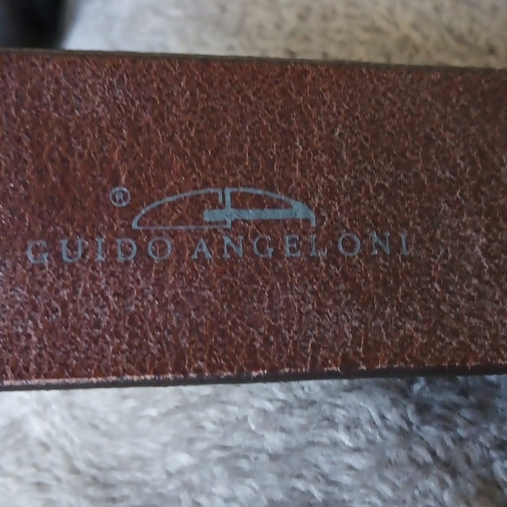Guido Angeloni Brown Etched Tooled Leather Belt